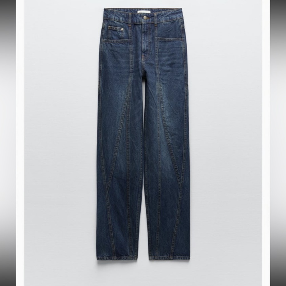 ZARA DENIM PANELED JEANS